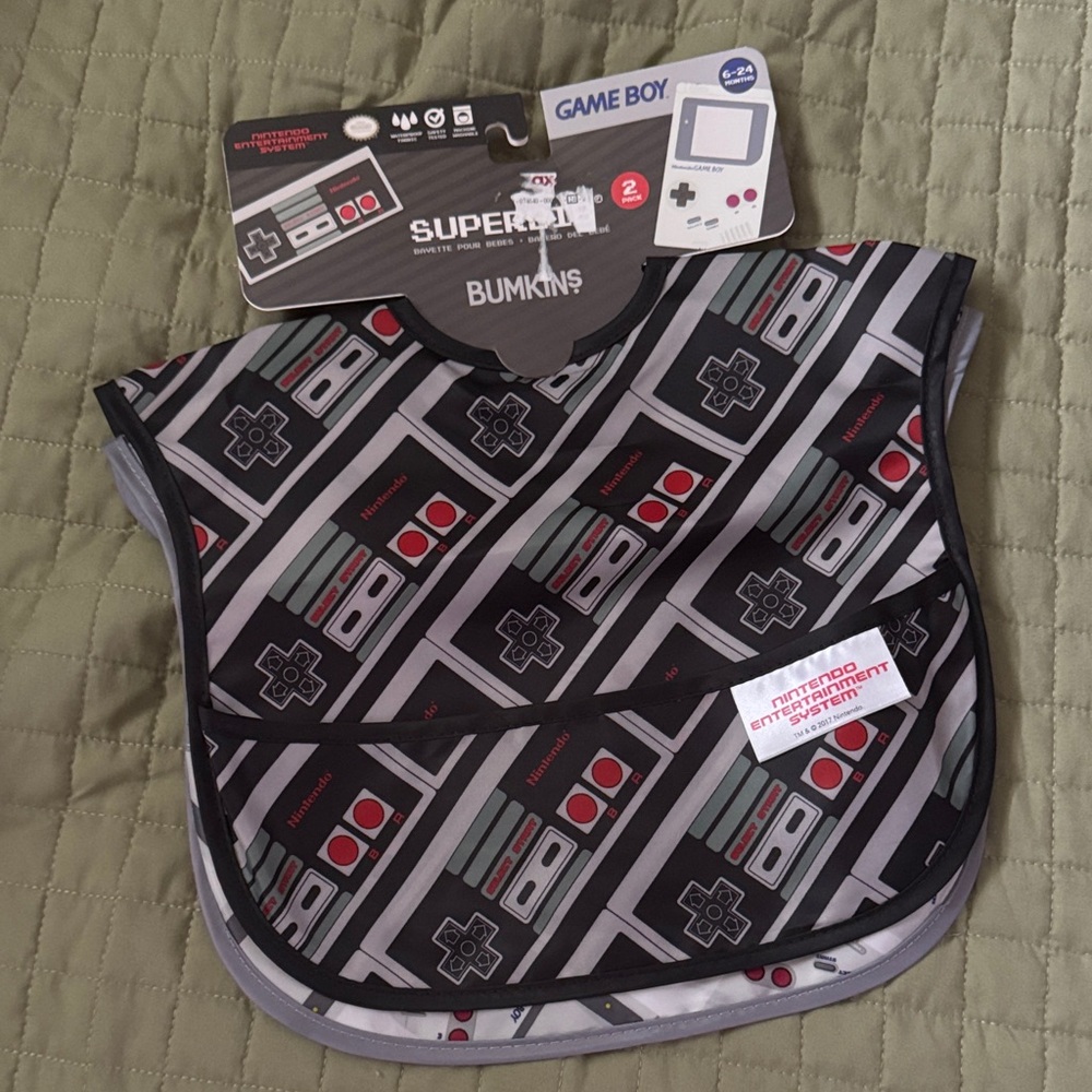 Nintendo Black and Red Kids Bib